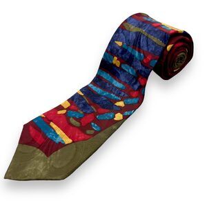 Desert Designs Mens‎ Vintage Silk Dress Tie Made in USA Abstract 58" 3 3/4"